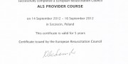 Fabian-Urban-zertifikat-ALS-Provider-Course-ERC-Szczecin-2012