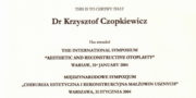 dr Krzysztof Czopkiewicz - zertifikat - Beauty Group